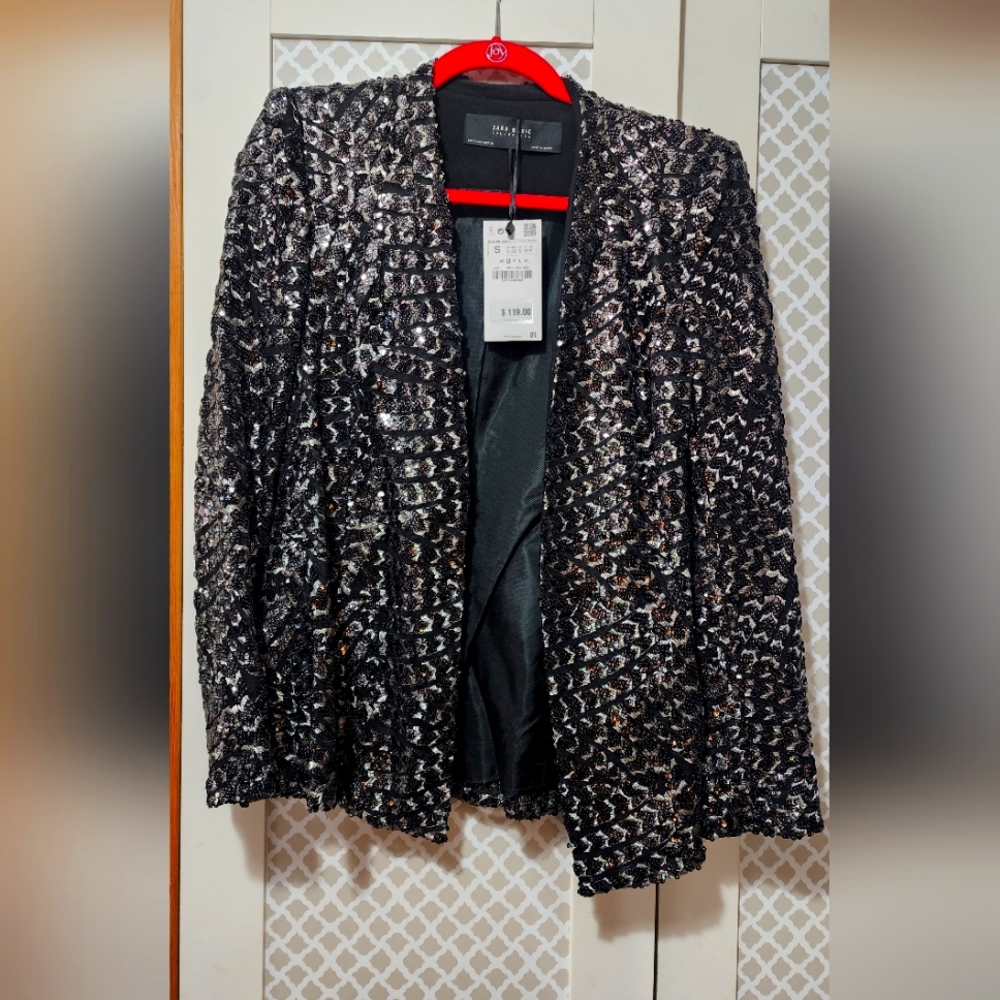 Zara New Sequin Black Jacket